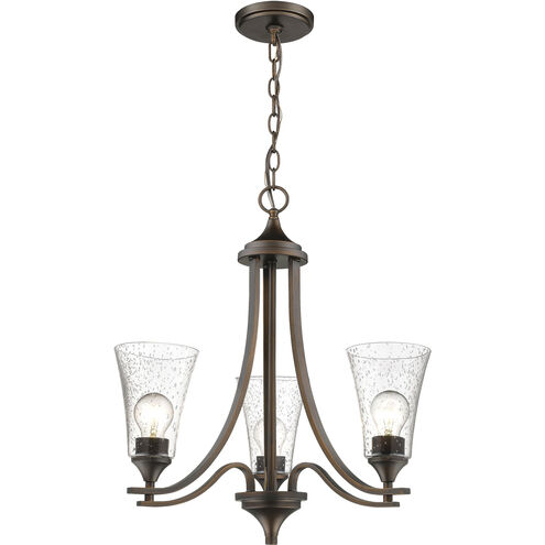 Natalie 3 Light 23 inch Rubbed Bronze Chandelier Ceiling Light